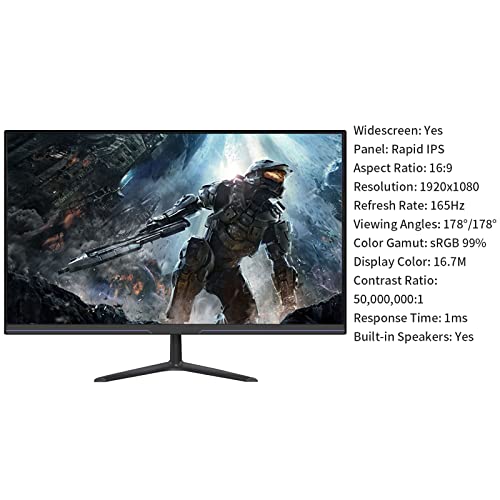Lglo 24 Inch 1920 X 1080 165Hz Gaming Monitor With Built-In Speakers And Wide Viewing Angle 178°, Tilt Adjustment For Ergonomic Viewing With Virtually Borderless Design #TOP1