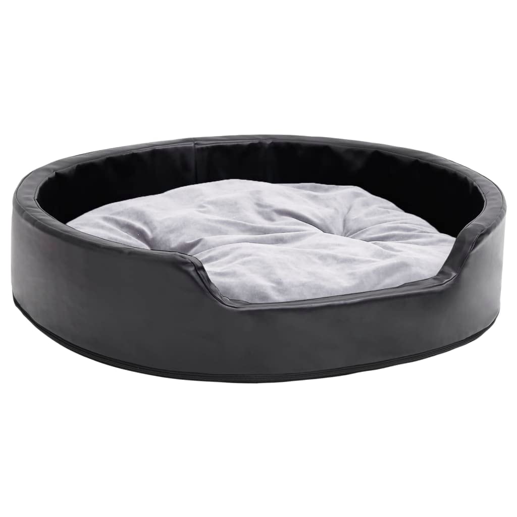 vidaXL Dog Bed Pet Furniture Supplies Dog Luxury Sofa Basket Couch Cushion Mattress Black and Grey 79x70x19 cm Plush and Faux Leather