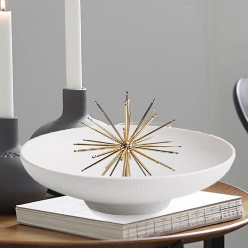 Leilifre Decorative Bowl, 9.5 in White Pedestal Bowl for Home Decor, Ceramic Fruit Bowl for Kitchen Counter, Modern Key Tray for Entryway Table, Coffee Table, Minimalist, Aesthetic, Centerpiece