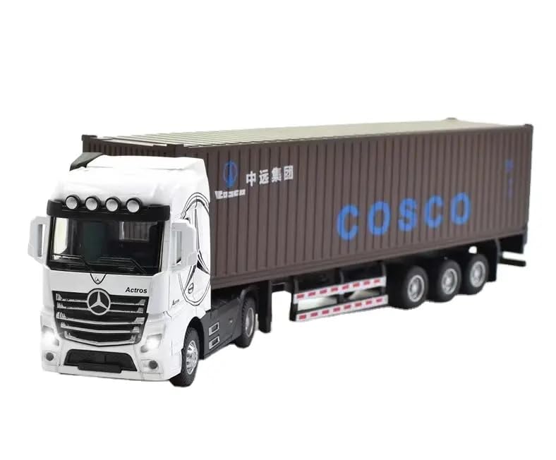Image of 1 /50 Diecast Truck Toy Car Model Removable Transport Container Lorry Vehicle with Light Pull Back Toy Boys (White)