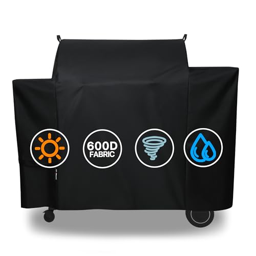 Suphomeware Girll Cover for Traeger Ironwood 885 BAC513 Full-Length Smoker Cover Grill Accessory Heavy Duty Waterproof Black Covers with Special Zipper Design.