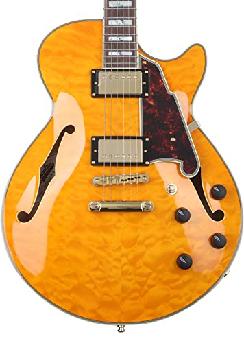 D'Angelico Excel SS XT Semi-hollowbody Electric Guitar - Vintage Natural Quilt with Stopbar Tailpiece
