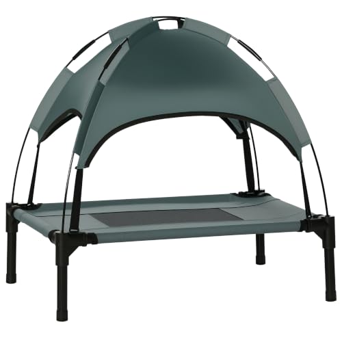 PawHut Erhöhtes Hundebett mit Baldachin Outdoor Grau 61 x 46 x...