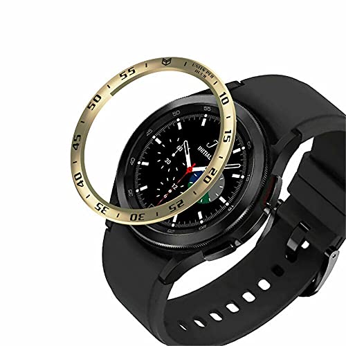 Für Samsung Galaxy Watch 4 Classic 42MM 46MM Legierung Uhr Lünette Ring Case Cover, Lünette Schleife Selbstklebende Abdeckung Kratzfester Edelstahl Schlank Leichtmetall Lünette Uhrenschutz Zubehör Cover