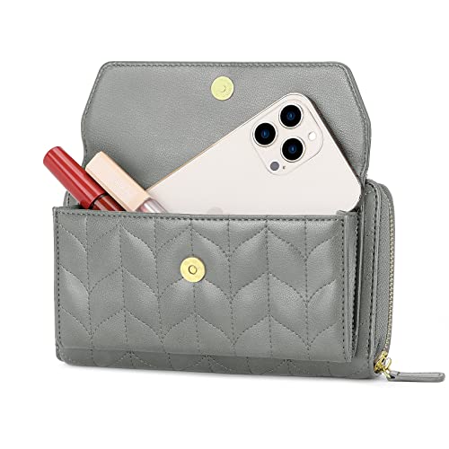 Image of nuoku RFID Blocking Wristlet Wallet for Women, Zip-Around Crossbody Clutch with 2 Removable Straps