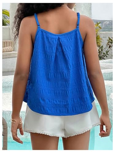 SOLY HUX Girl's Summer Camisole Tops Spaghetti Strap Pleated Cute Vacation Cami Shirts3