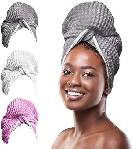 Microfiber Hair Towel - Premium Anti Frizz Hair Drying Wrap for Women & Men - Large and Lightweight One Size Fits All - Grey