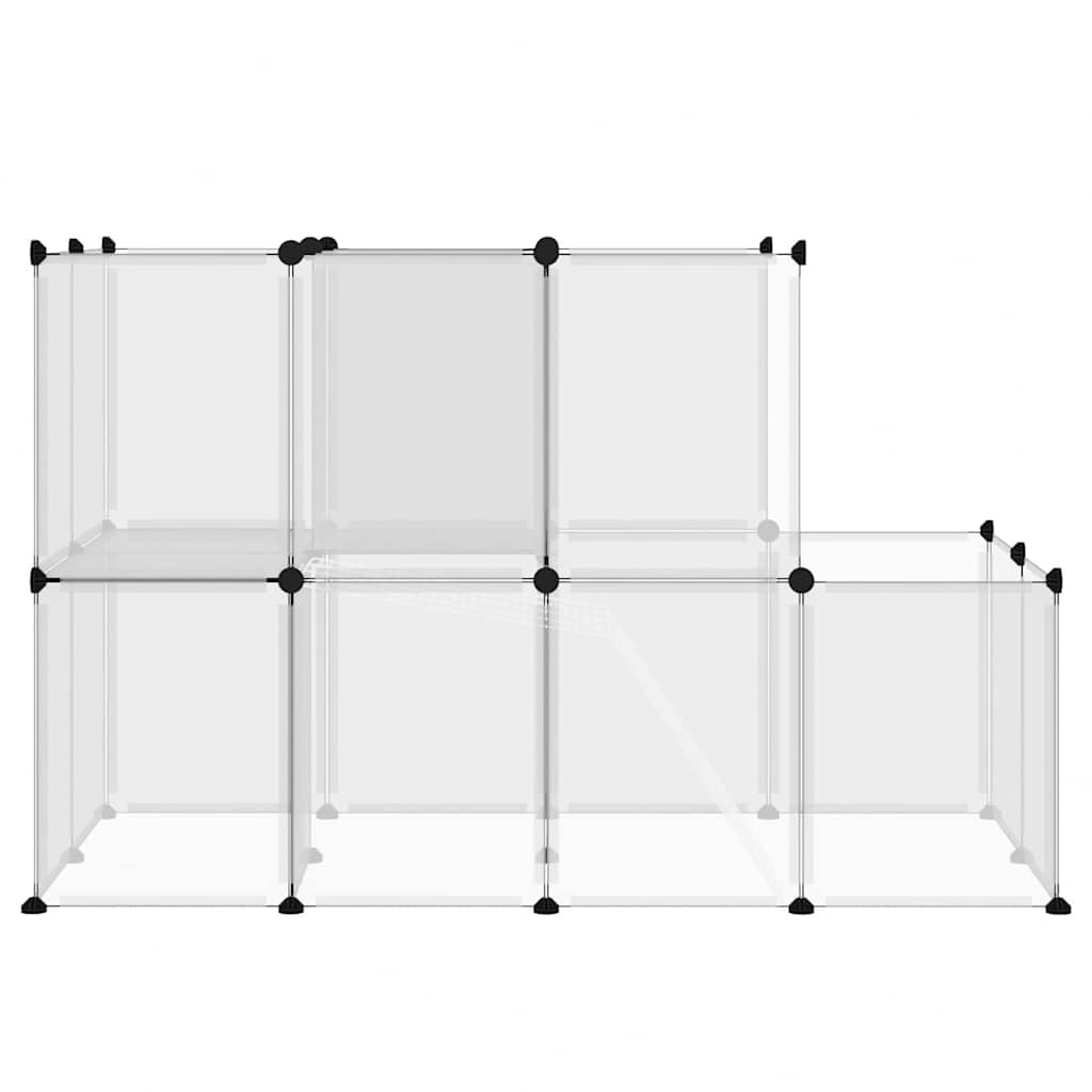 Kleintierkäfig Transparent aus PP und Stahl 142x74x93 cm geräumiges Kleintiergehege mit Leiter und Plattform für Kaninchenstall Meerschweinchenstall Hamsterkäfig geeignet für Innengehege
