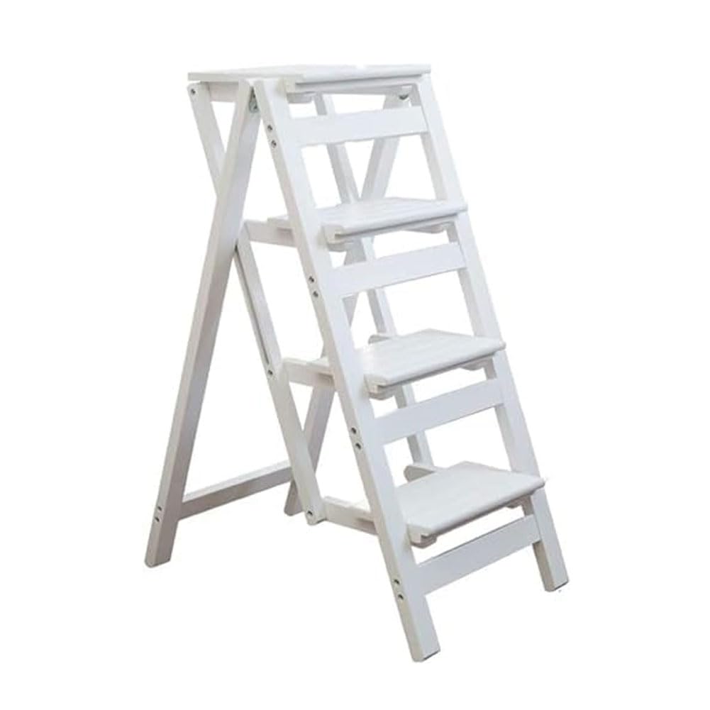 Ghygetrich Step Ladder, Folding Step Stool 2 Step Ladder Ladder Small Step Ladder Wooden Step Stool B 4 Steps