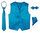 Spring Notion Boys' 4-Piece Satin Tuxedo Vest Set 10 Turquoise