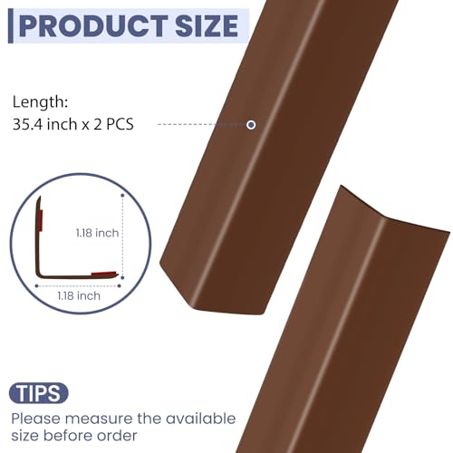 Image of 2PCS Wall Corner Protectors Guards - Self Adhesive Corner Protector & Corner Guards for Walls Edge Protection, Easy to Apply - No Tools Needed(Brown, 35.4 inchx1.18 inch)