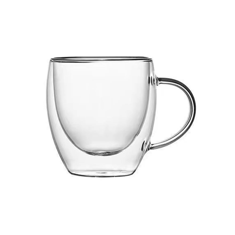 Kryształowy kubek do kawy, szklanki filiżanki do kawy / herbaty, 250 ml/380 ml/480 ml, szklany uchwyt, dwuwarstwowy kubek na wodę, szklany kubek do herbaty, przezroczysty (480 ml)