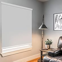 Cordless Roller Blinds for Windows- Fabric Total Blackout Shades for Light Blocking, Heat Insulating, Easy Lift Bottom Up Blinds with Custom Mini and Large Size, Size 44" W x 60" H, Gray-Blackout