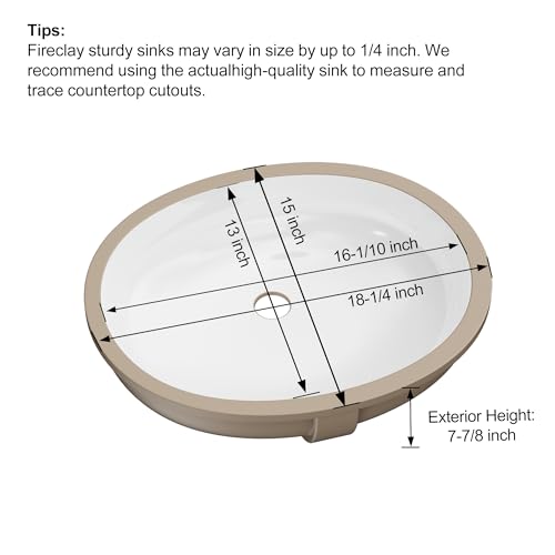 Undermount Bathroom Sink Oval, Hugsleek Interior Bowl Size 16 x 13 inch White Porcelain Ceramic Vessel Sink Under Counter Oval Exterior size 18x15in Bath Sink Bowl Basin Lavatory Vanity Fireclay - Image 3