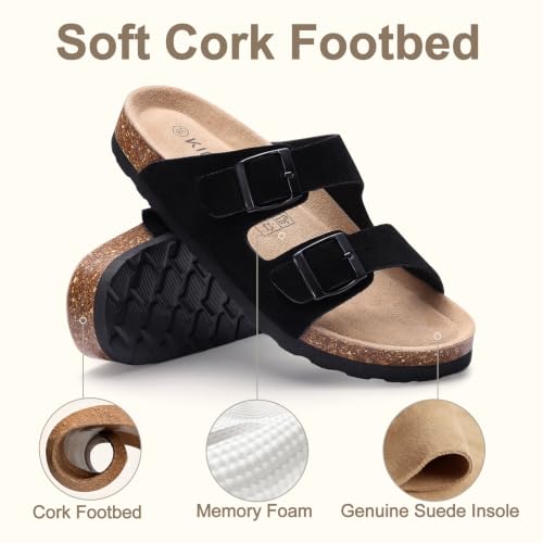 Image of KIDMI Women's Cork Footbed Casual Summer Sandals with Mild Arch Support