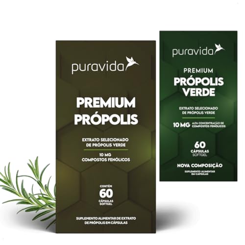 Kit 2x Própolis Premium Puravida 10mg 60 cápsulas Softgel