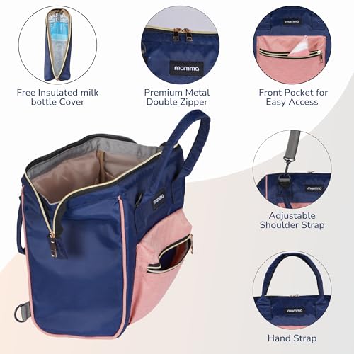 Image of MAMMA Diaper Bag for mothers for travel | Small Baby Bag for mother Travel, 3 ways carry | Mini Diaper Bags for Mom for Travel, Waterproof Baby Diaper Bag for mother carry with 9 months warranty
