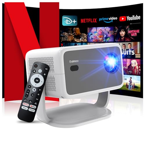 4K Proiettore [Netflix Ufficiale/Auto Focus/Base Girevole a 360°] Proiettore con Wifi e Bluetooth...