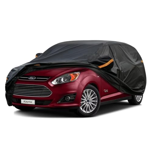 Kayme SUV Car Cover Fit for Rivian R1S (2022-2025) Automobiles All Weather Waterproof, Outdoor Cover Sun Rain Protection, with Lock and Zipper Door.Black black Custom Fit Rivian R1S