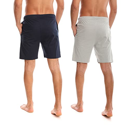 Men’s (2-Pack) Cotton Rich Knit Short | Sleepwear Shorts with Pockets | Ultra Soft, Breathable (Made in Egypt)2
