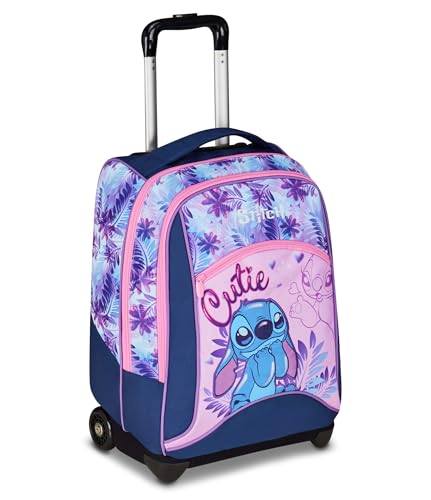 Seven Big Trolley Lilo & Stitch Scuola Fisso, Viola, 2 in 1, Doppio Uso, Trolley e Zaino,Scuola...
