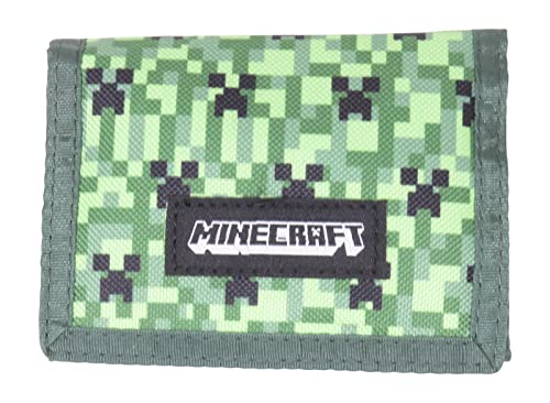 Carteira Minecraft Creeper Camuflada Nylon Tri-Fold Multicolorida Licenciada