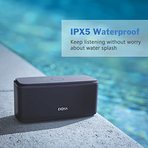 Bluetooth Speakers, DOSS SoundBox Touch Portable Wireless Bluetooth Speakers with 12W HD Sound and Bass, IPX5 Waterproof, 20H Playtime,Touch Control, Handsfree, Speakers for Home,Outdoor,Travel-Black