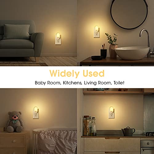 L LOHAS LED Night Lights Plug into Wall, [2 Pack] LED Dimmable Night Light with Light Sensors, 30/60LM Adjustable Brightness Nightlights, Soft White 3000K Automatic Night Light for Kid, Hallway