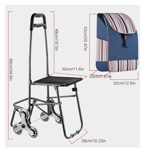 Carretilla plegable con asiento y ruedas para compras miniatura 2