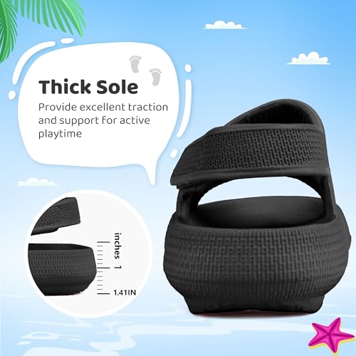 Kids Sandals Boys Girls Cloud Slide Sandals Open Toe Sports Sandals EVA Thick Sole Water Sandals with Hook and Loop Back Strap4
