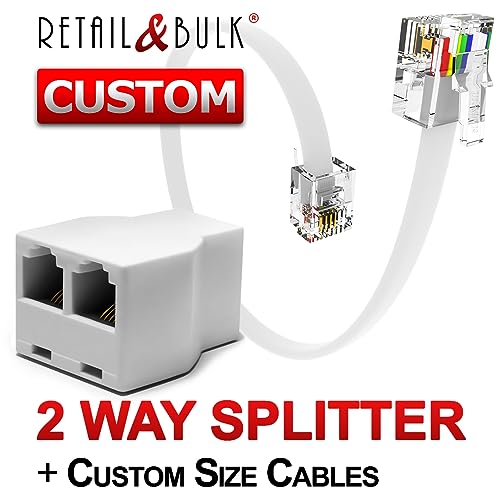 image for RetailAndBulk Phone Jack Splitter for Landline Duplex in-line 6P4C Tel