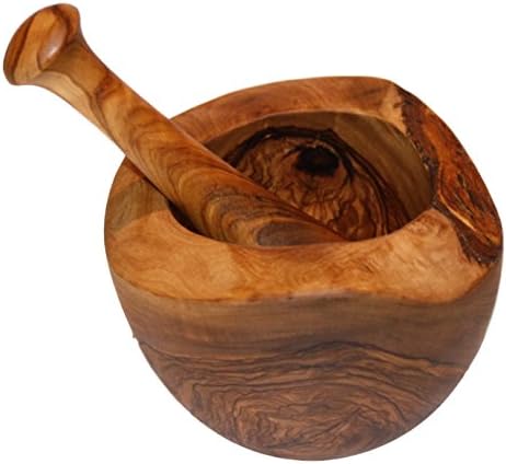 Cucina Priolo - Rustic Mortar & Pestle Uniquely Handcrafted From Natural Olive Wood