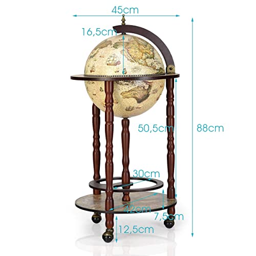 GIANTEX Globusbar met 3 rollen, barwagen, wereldbol, cocktailbar met bodemplaat, huisbar, minibar, tafelbar… - Image 7