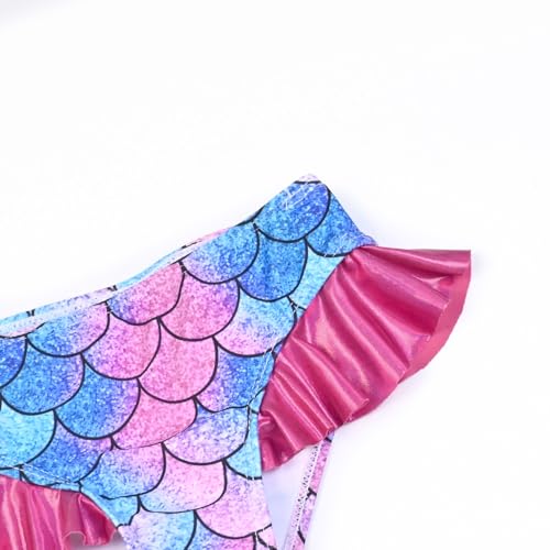 Image of CHILDRENSTAR Girls Metallic Bathing Suits Shiny Ruffles One Shoulder 2 Pieces Swimsuits Cute Bikini Set