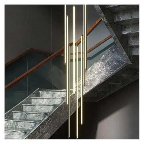 Lustre de plafond grand escalier moderne noir 8 têtes LED pour salon de villa premium