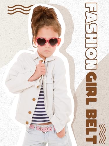 Ramede 6 Pcs Girls Belt with Heart Metal Buckle Skinny Kids Leather Belts for Jeans Dress Pants2