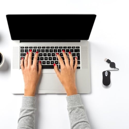 Image of Hemobllo Mini USB Mouse 1000Dpi Optical Computer Mouse with Retractable Cord Portable Wired for Laptop and Desktop 3-Way Scroll Wheel Comfortable Grip Left and Right Hand Use
