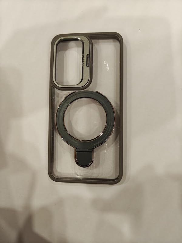 Image of Samsung S24 Case Grey | Slim Protective Phone Cover with Kickstand Ring Holder | Shockproof, Clear Back, Magnetic Support, Precise Cutouts for Samsung Galaxy S24