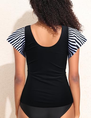 Tankini à armatures gainant rayures noires et blanches taille 16 Hilor