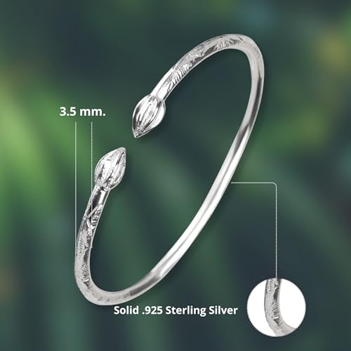 Cocoa Pods Caribbean Jamaican Tulip Bulb .925 Sterling Silver West Indian Bangle 46.0 Grams, Made in the USA, 1 pair2
