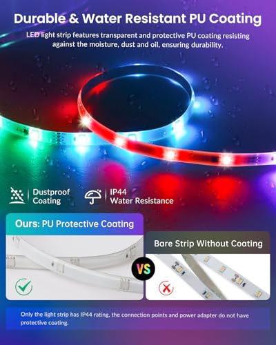 Image of Pak LED Lights for Bedroom 16.4ft, Smart RGB+IC LED Strip Lights with App /Remote Control, Music Sync Color Changing Flexible LED Lights with 64 Scene Modes for Party, Home, Christmas, Halloween Decor
