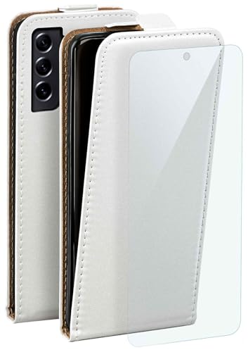 Étui en cuir synthétique blanc pour Samsung Galaxy S21 FE avec protection écran
