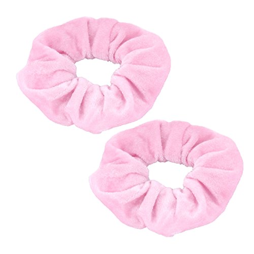 uxcell Velvet Women Elastic Hair Bands Headband Scrunchie Ponytail Holders 2 Pcs Pink