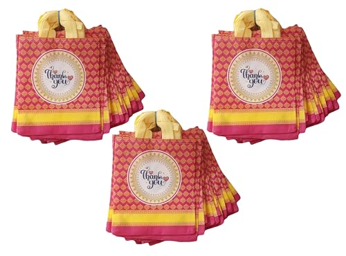 Image of Return Gift Bag (Thank you Bags) / Birthday Party Return Bag /Wedding Gift Bag (Thamboolam bags) - Medium size (9x11 inch) (Pack of 75, Pink)