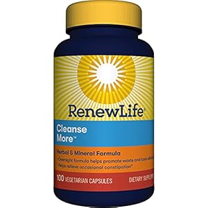 Renew Life Detox Cleanse More, Reduces Bloating and Restores Regularity, Overnight Constipation Relief, Soy, Dairy and gluten-free, 100 Capsules