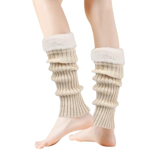 Image of Winter Leg Warmers for Women and Girls Warm Knitted Socks Knitted Wool Crochet Long Boot Socks New Year's Day Socks Christmas Socks