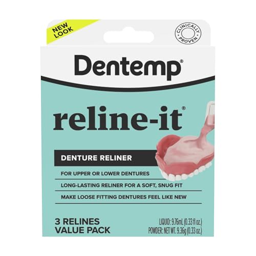 Dentemp Denture Reline Kit Value Pack - Advanced Formula Reline It Denture Reliner - Denture Kit to Refit and Tighten Dentures for Both Upper & Lower Denture - 3 Relines (Packaging May Vary)