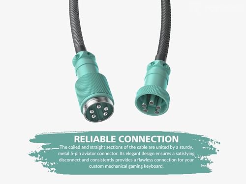 Image of Ranked Coiled Keyboard Cable | Handcrafted Double-Sleeved Braided Cable | USB Type C to A | 5-Pin Aviator Connector for Custom Mechanical Gaming Keyboard | Support Fast Charge 20W (Dolch)