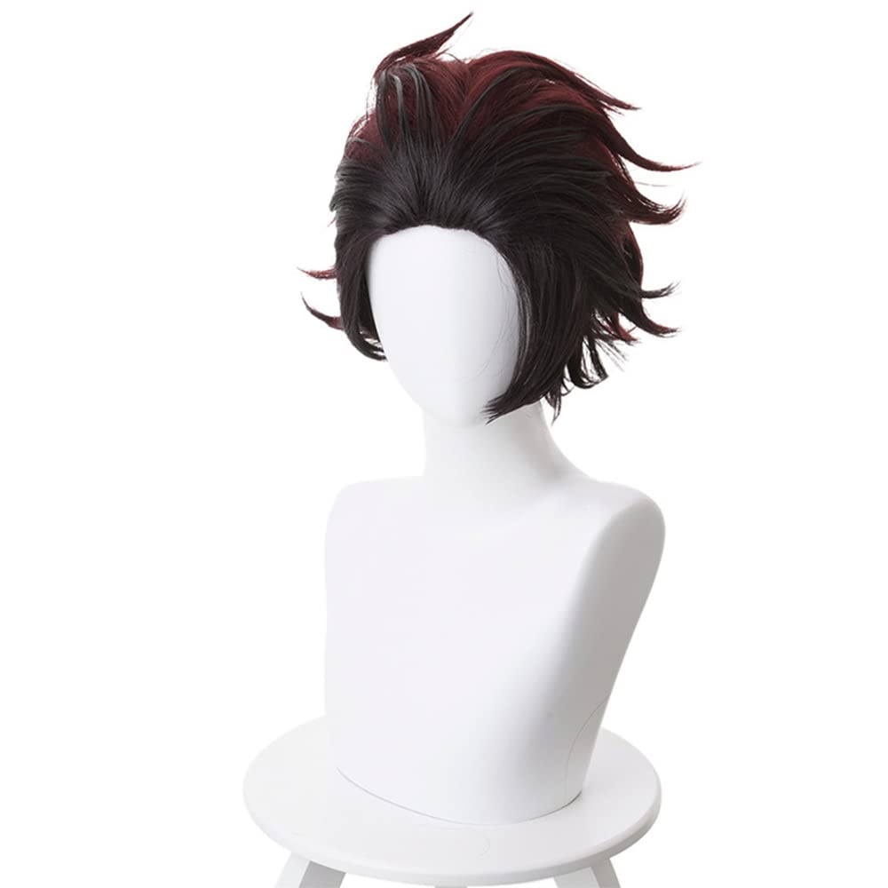 OSIAS Kamado Tanjirou Cosplay Wig for Man and Boys, 23 inches