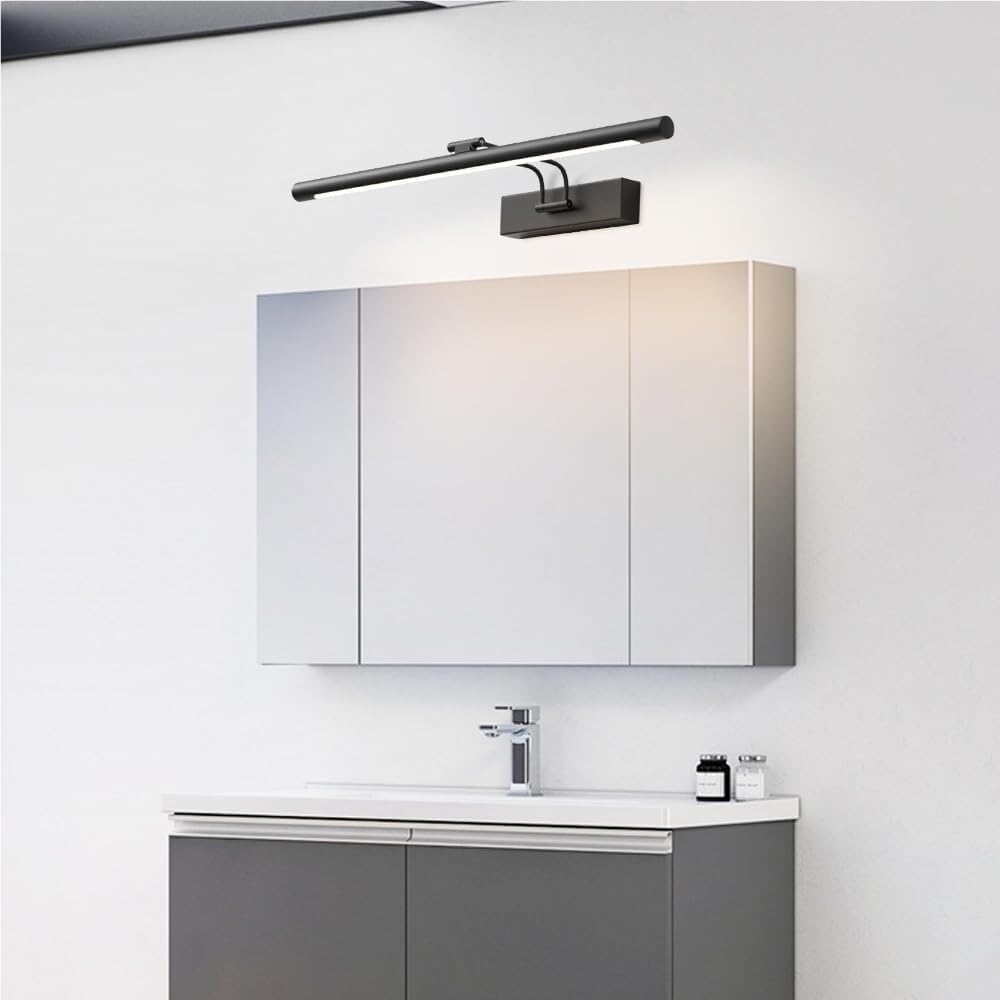 Spiegelleuchte Spiegellampe Moderne, minimalistische Badezimmer-Waschtischleuchte, LED-dimmbare Spiegel-Frontlampe, verstellbare Kunstwerk-Display-Lampen, Bildleuchten(Black,40cm)